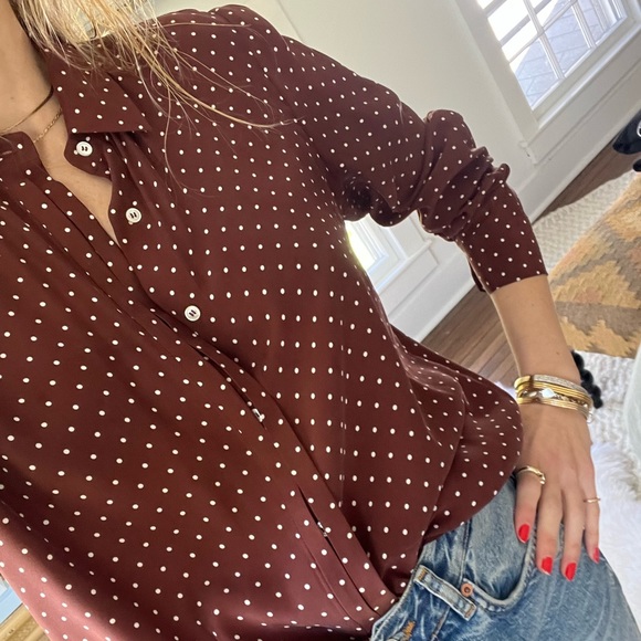 FRAME Silk blouse with placket hidden buttons, back placket down the back S-L - Picture 5 of 11